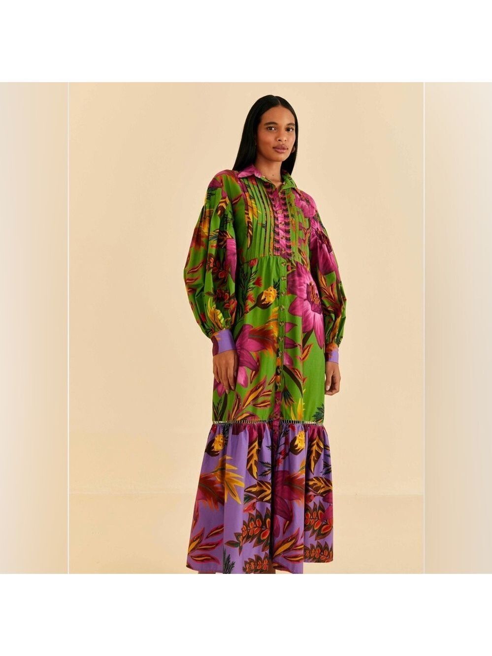 Farm Rio Maxi Flowers Organic Cotton Maxi Dress - Picture 3 of 9
